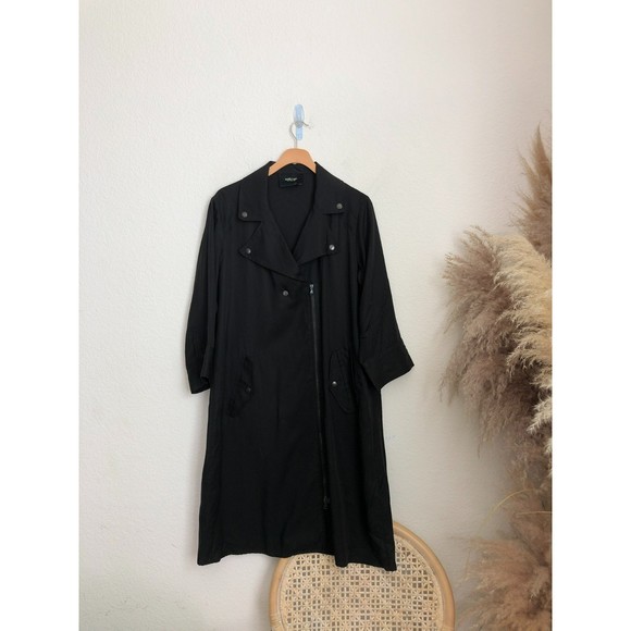 Rachel Comey black‎ long moto lightweight trench jacket size 2 - Picture 1 of 7